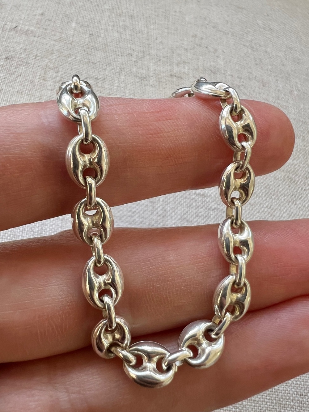Italian 925 sterling silver mariner’s link chain bracelet lobster clasp